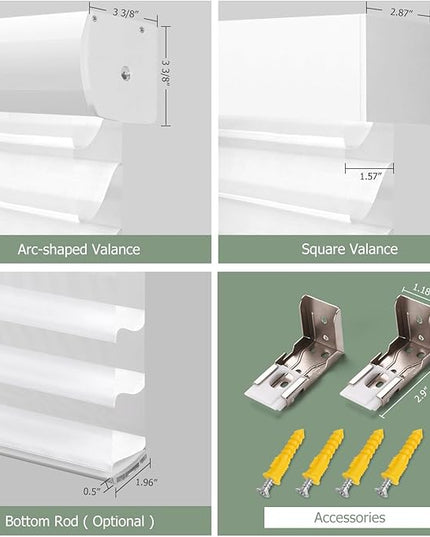 Zshine Automatic Shangri La Light Filtering Serenity Sheer Roller Shades Free Dimming Rechargeable Motorized Compatible with Homekit Siri Alexa (84029C White Grid)