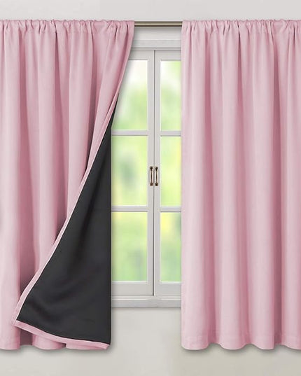 BGment Pink Blackout Curtains for Nursery 2 Panels Set, Kids Curtains Thermal Insulated and Noise Canceling Full Black Out Girls Baby Room 63 Inch Length, Each Room Darkening Curtains 42 Inch Wide