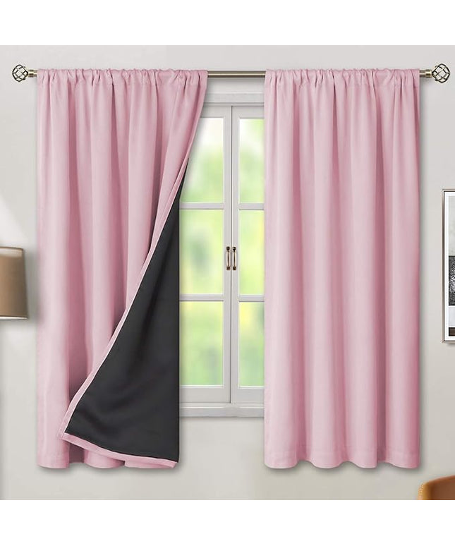 BGment Pink Blackout Curtains for Nursery 2 Panels Set, Kids Curtains Thermal Insulated and Noise Canceling Full Black Out Girls Baby Room 63 Inch Length, Each Room Darkening Curtains 42 Inch Wide