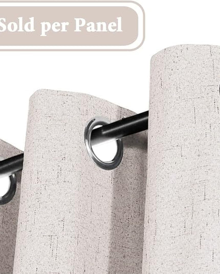 H.VERSAILTEX 100% Blackout Curtain for Bedroom 63 Inches Long Grommet Linen Face Full Light Blocking Curtain Drape for Living Room Thermal Insulated Linen Look Curtain 1 Panel, 52" W x 63" L, Ivory