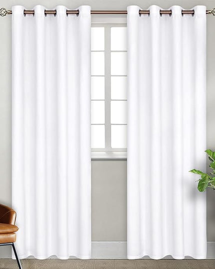 BGment Room Darkening Curtains for Bedroom - Grommet Thermal Insulated Window Treatments Light Blocking Curtains for Living Room, Set of 2 Panels, Each 55 x 96 Inch, Pure White