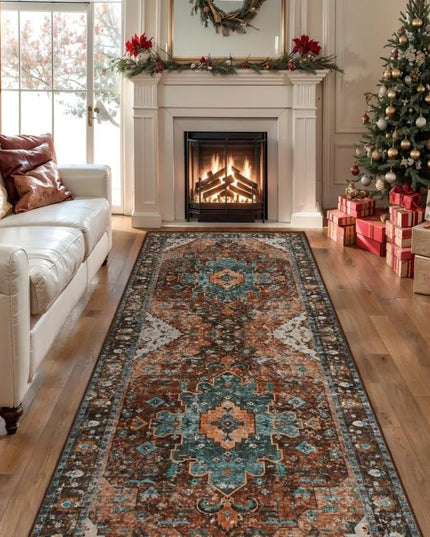 Ciicool Washable Vintage Runner 2' x 8' ft Hallway Rug Carpet, Boho Low Pile Long Non Slip Soft Kitchen Carpet Indoor Oriental Throw Rug