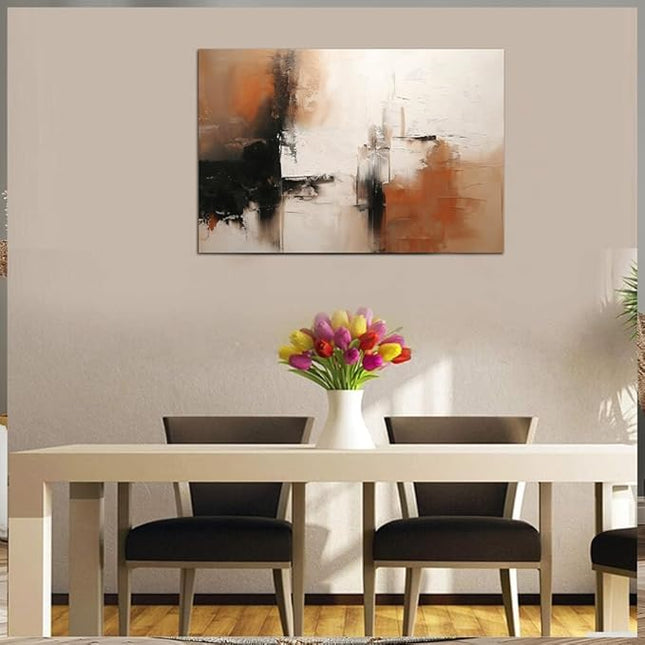 Black and White Canvas Wall Art Decor for Living Room Large Abstract Wall Art Pictures for Bedroom Brown Artwork Painting Large Modern Canvas Print for Home Office Decorations (32x48inches)