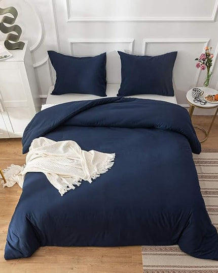 Houseri Navy Comforter Set King Size - Classic Vintage Midnight Blue & Dark Navy Theme