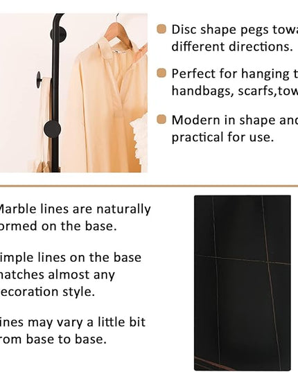 Metal Coat Rack Stand Black Coat Tree Free Standing with 3 Round Hooks Coat & Hat Hanger with Sturdy Slate Base for Entryway Hallway Porch