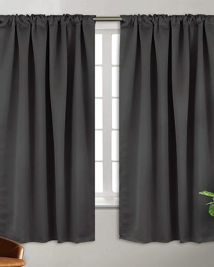 BGment Rod Pocket and Back Tab Blackout Curtains for Bedroom - Thermal Insulated Room Darkening Curtains for Living Room, 2 Window Curtain Panels (42 x 63 Inch, Dark Grey)