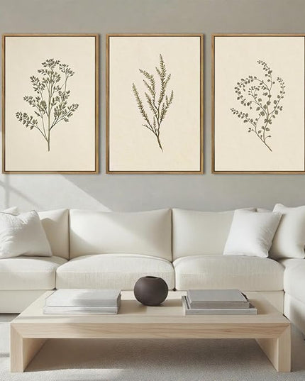 ANHUIB Vintage Floral Wall Art Large Cream Botanical Wall Decor Modern Paintings 16x24 Inch Set of 3 for Living Room Dining Room Bedroom