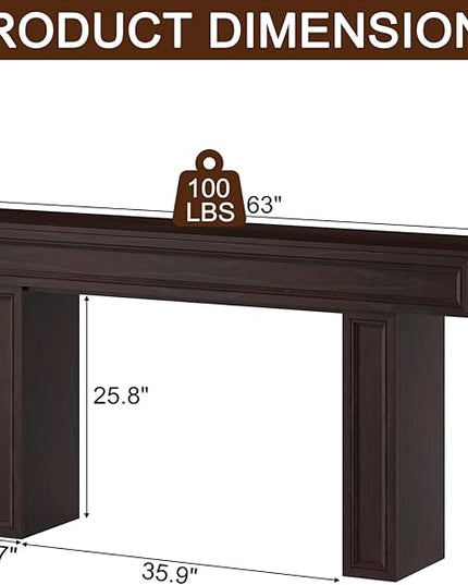 Rresyet 63 Inch Long Console Table, Sofa Table Behind Sofa, Wooden Entryway Table, Farmhouse Entryway Table for Entry, Hallway, Living Room (Cherry)