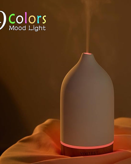 VIVITEST 200ML Ceramic Essential Oil Diffuser,Stone Essential Oil Diffuser,Ultrasonic Aromatherapy Diffusers for Home