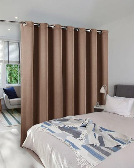 NICETOWN Blackout Blinds for Patio Door - Sliding Door Insulated Blackout Curtains, Extra Wide Curtain for Villa/Hall/Parlor (100 inches W x 84 inches L, Cappuccino)