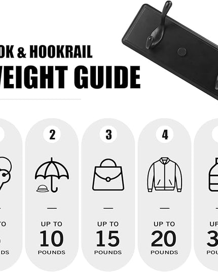 Wooden Coat Rack, Wall-Mounted Organizer for Closet, Entryway, Hallway, Foyer, Bedroom, Heavy Duty Double Hooks for Hanging Towels, Bags, Hats, Jackets, Key (Black, 3 Hooks)