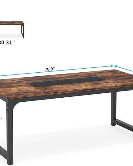 Tribesigns Modern Computer Desk, 70.8 x 35.4 inch Large Executive Office Desk Computer Table Study Writing Desk Workstation for Home Office,Rustic/Black