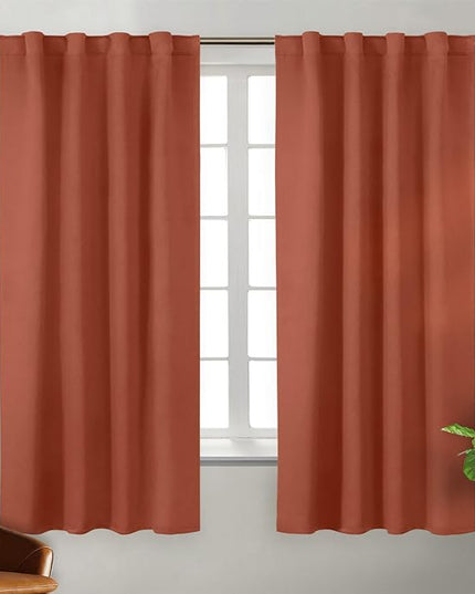 BGment Terracotta Curtains 63 inch Length for Bedroom - Thermal Insulated Blackout Noise Reducing Energy Efficiency Rod Pocket and Back Tab Fall Curtains for Living Room, 2 Panels, Each 38 x 63 Inch