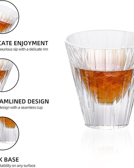 KAMMAK Whiskey Glasses Set of 2, 5.07 oz (150 ml) Hand Blown Crystal Tumbler with Delicate Rim, Lead-Free Thick Base & Seamless Design for Neat Scotch, Bourbon, and Craft Cocktails