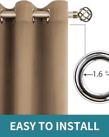 BGment Blackout Curtains for Bedroom - Grommet Thermal Insulated Room Darkening Curtains for Living Room, Set of 2 Panels (52 x 95 Inch, Taupe)