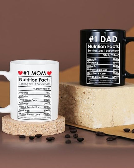 Breezy Valley Best Mom and Dad Coffee Mugs Gifts - Christmas Gifts for Parents, Anniversary Parents Gift, Fathers Day, Mothers Day or Valentines Day - Couple Gift Set for Mom and Dad