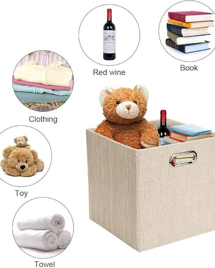 Posprica Collapsible Storage Cubes,11×11×11 Fabric Storage Bins Containers Drawers,4pcs, Beige