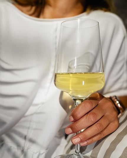 Krosno White and Sparkling Large Wine Glasses Drinking | 4 Pieces Set 13.5 fl oz | Infinity Collection | Elegant | Cocktail Crystal Set Wedding Gift | Lead-Free Glass | Homes, Restaurants & Kitchen
