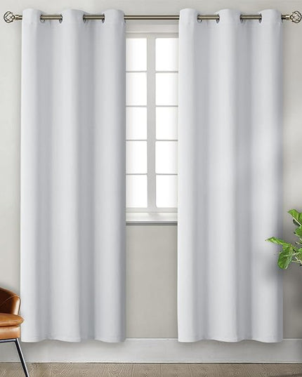 BGment Room Darkening Curtains 84 Inches Long - Grommet Thermal Insulated Drapes Window Treatment Curtains for Bedroom, 2 Panels, 38 x 84 Inch, Greyish White
