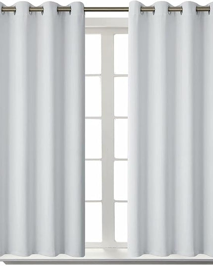 BGment Room Darkening Curtains 54 Inches Long - Grommet Thermal Insulated Drapes Window Treatment Curtains for Bedroom, 2 Panels, 52 x 54 Inch, Greyish White