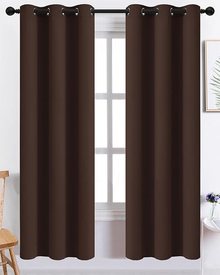 Yakamok Premium Room Darkening Thermal Insulated Curtains for Bedroom/Living Room - Classic Grommet Top (2 Panels, Chocolate Brown, 38 Inch by 72 Inch)