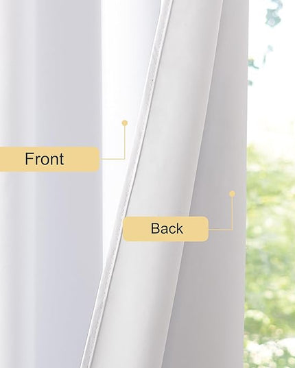 NICETOWN Bathroom Curtains 100% Blackout Window Treatments, Grommet Thermal Drapes Heat Blocking Sound Reducing Curtains for Kitchen/Bedroom, White, W52 x L54, 2 Panels