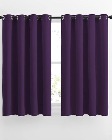 NICETOWN Blackout Curtains Drapery Panels - Window Treatment Royal Purple Blackout Drapes for Bedroom/Living Room Window, 52 inches Wide X 45 inches Long, 2 Panel Set