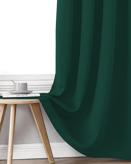 ChrisDowa 100% Blackout Curtains 108 inch Long for Bedroom with Black Liner, 2 Thick Layers Total Blackout Thermal Insulated Grommet Window Curtains 2 Panels Set (Forest Green, 52 x 108 Inch)