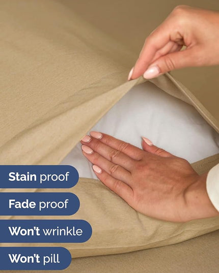 Extra Deep King Sheet Set - 6 Piece Breathable and Cooling Sheets - Hotel Luxury Bed Sheets Set - Easy Fit - Soft, Wrinkle Free and Comfy Sheets Set - Heathered Tan Sheet Set with Extra Deep Pockets