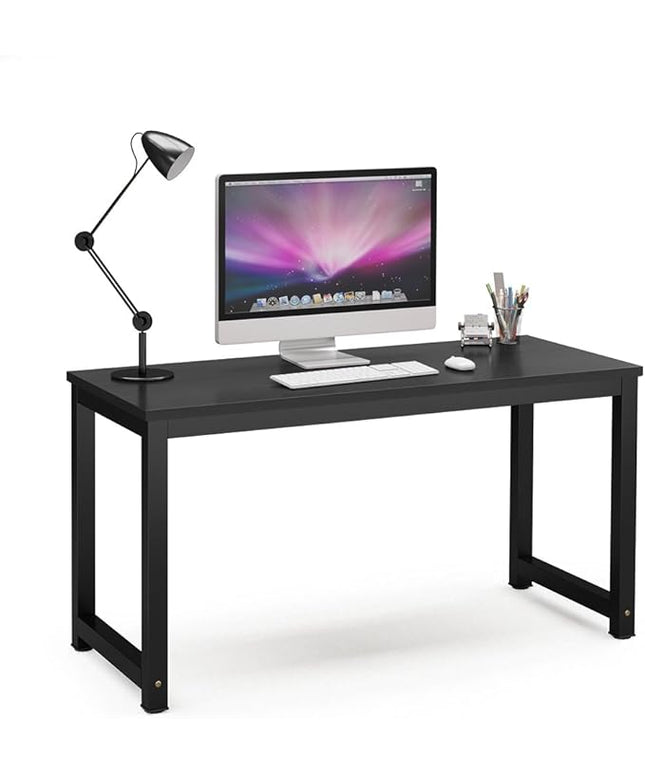 Tribesigns Computer Desk, 55 inch Large Office Desk Computer Table Study Writing Desk for Home Office, Black + Black Leg