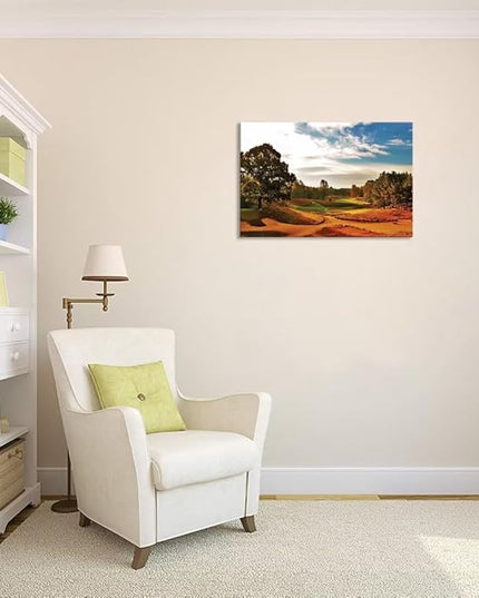 Tobacco Road Golf Course Wall Art for Living Room Bedroom Bathroom Home Decoration North Carolina Golf Course Picture Poster Framed Artwork Golf Canvas Prints Ready to Hang(24''H x 36''W)