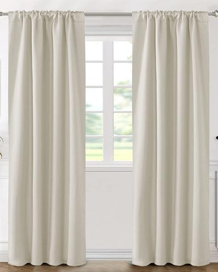 H.VERSAILTEX Light Reducing Curtains Thermal Insulated Window Treatment Panels Room Darkening Privacy Assured Drapes for Living Room Back Tab/Rod Pocket Bedroom Drapes 2 Panels, Ivory - 42 x 84 Inch