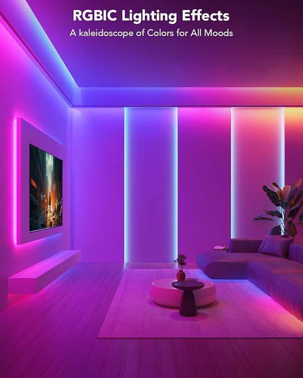 Govee RGBIC LED Strip Lights, 32.8ft Smart LED Lights for Bedroom, Bluetooth LED Lights APP Control, DIY Multiple Colors on One Line, Color Changing LED Strip Lighting Music Sync, Home Decor