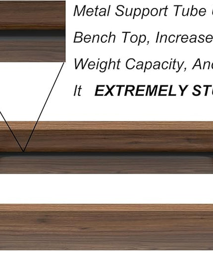 FOLUBAN Entryway Bench with Shoe Storage, Modern End of Bed Bench, Wood and Metal Entry Bench for Hallway Front Door Entrance, Industrial Indoor Bench for Bedroom Living Room, Rustic Walnut, 47 Inch