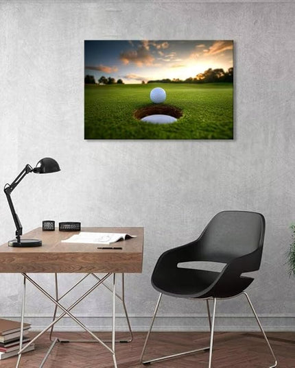 chenchenArt Golf Wall Art for Living Room Bedroom Home Decorations Golf Ball Picture Poster Canvas Prints Modern Artwork Framed Ready to Hang(24''H x 36''W)