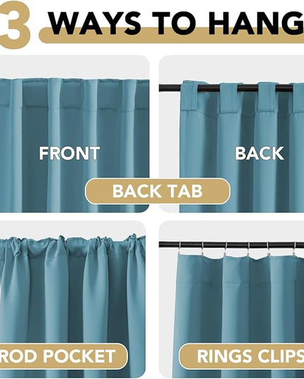 H.VERSAILTEX Blackout Curtains Thermal Insulated Window Treatment Panels Room Darkening Blackout Drapes for Living Room Back Tab/Rod Pocket Bedroom Draperies (2 Panels, Storm Blue, 52 x 54 Inch)