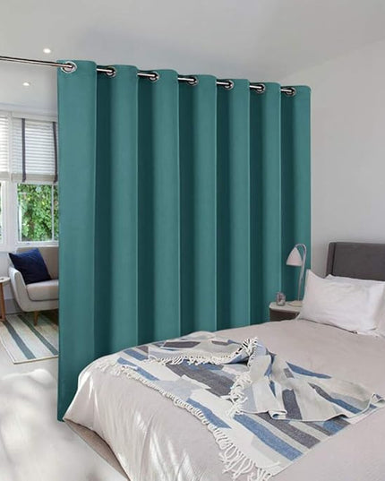 NICETOWN Room Dividers Curtains Screens Partitions, 108 inches Patio Door Curtains, Thermal Drapes Sliding Door Blinds for Hotel and Office (Sea Teal, W100 inches)