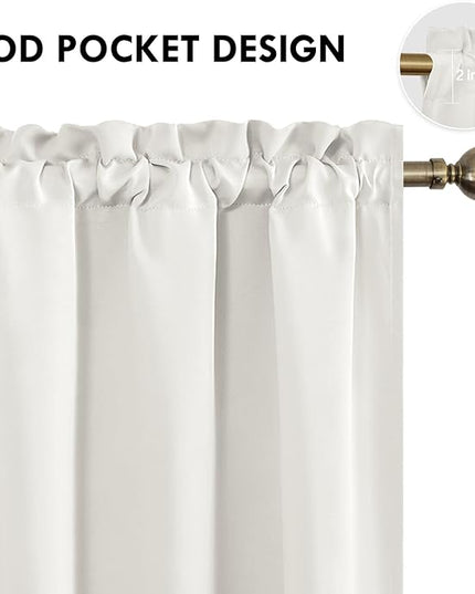 DWCN Blackout Curtains Thermal Insulated, Energy Saving & Noise Reducing Bedroom and Living Room Curtains, Ivory, W 38x L 45 Inch, Set of 2 Rod Pocket Curtain Panels