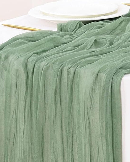 Socomi 3pcs Sage Green Cheesecloth Table Runner Christmas Boho Rustic Gauze 120 inch 10FT Cheese Cloth Runner for Wedding Party Baby Shower Home Decor Holiday Decorations