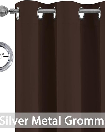 Yakamok Blackout Curtains Room Darkening Thermal Insulated Window Panels,Solid Grommet Top Drapes for Bedroom/Living Room(42Wx84L, Chocolate Brown, 2 Panels)