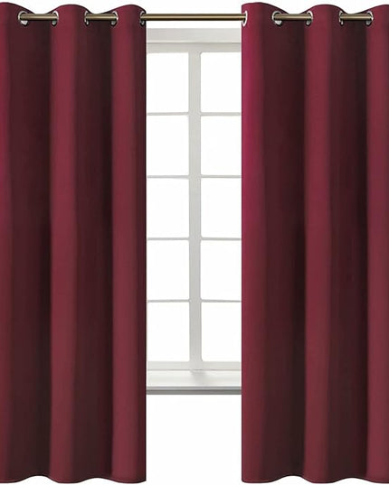 BGment Christmas Red Blackout Curtains for Bedroom - Grommet Thermal Insulated Room Darkening Curtains for Living Room, Set of 2 Curtain Panels (42 x 63 Inch, Burgundy)