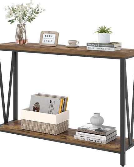 EXCEFUR Entryway Table, Narrow Sofa Console Tables Behind Couch, Modern Entry Table for Hallway Entrance Living Room, Rustic Brown