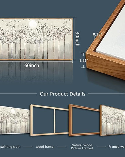 Scenery Abstract Wall Painting Framed Canvas Wall Art For Living Room Large Size Wall Decorations For Bedroom Office Wall Decor Pictures Artwork Canvas Prints Home Boho Wall Decor Natural Wood Framed