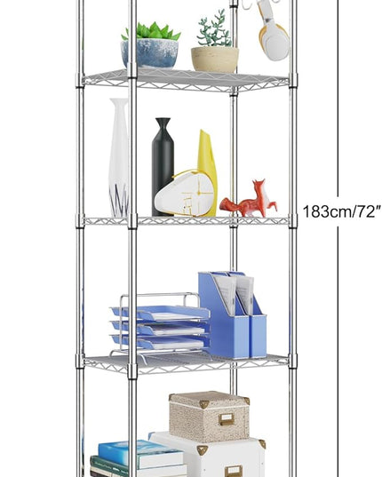 Himimi 5-Tier Storage Shelf Wire Shelving Unit on Wheels Heavy Duty Metal Shelves Adjustable Steel Rack Organization for Kitchen Garage Basement, Silver