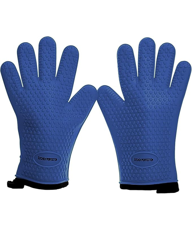 KITCHEN PERFECTION S Silicone Smoker Oven Gloves -Extreme Heat Resistant BBQ Gloves -Handle Hot Food Right on Your Grill Fryer Pit|Waterproof Oven Mitts |Superior Value Set+3 Bonuses