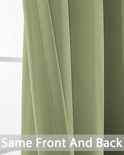 Yakamok 84 Inch Length Blackout Curtains for Bedroom, Light Blocking Drapes Room Darkening Thermal Insulated Solid Grommet Panels for Living Room, (62Wx84L, Sage Green, 2 Panels)