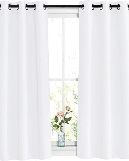 NICETOWN White Room Darkening Curtain Panels - Thermal Insulated Grommet 50% Room Darkening Window Drapes and Curtains for Bedroom/Basement (Set of 2, W37 x L54)