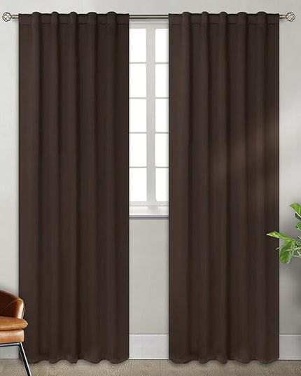 BGment Rod Pocket and Back Tab Blackout Curtains for Bedroom - Thermal Insulated Room Darkening Curtains for Living Room, 2 Window Curtain Panels (42 x 84 Inch, Brown)