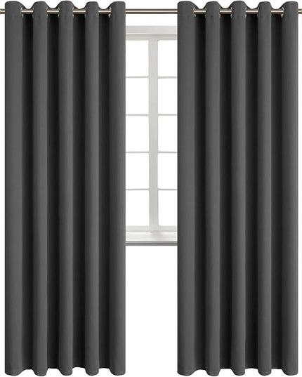 BGment Blackout Curtains for Bedroom - Grommet Thermal Insulated Room Darkening Curtains for Living Room, Set of 2 Panels (70 x 84 Inch, Dark Grey)