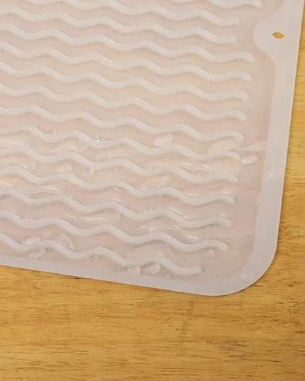 Silicone Dish Drying Mat for Multiple Usage,Easy clean,Eco-friendly,Heat-resistant Silicone Mat for Kitchen Counter or Sink,Refrigerator or Drawer liner Translucent M 12 inches x 12 inches